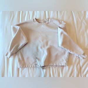 Vuori drawstring crew-neck sweatshirt, size Small, color Oyster